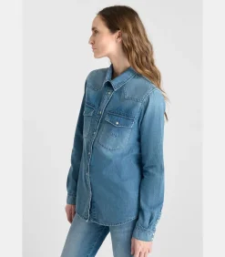 Le Temps des Cerises Overhemd van jeans BARBARA blue Online