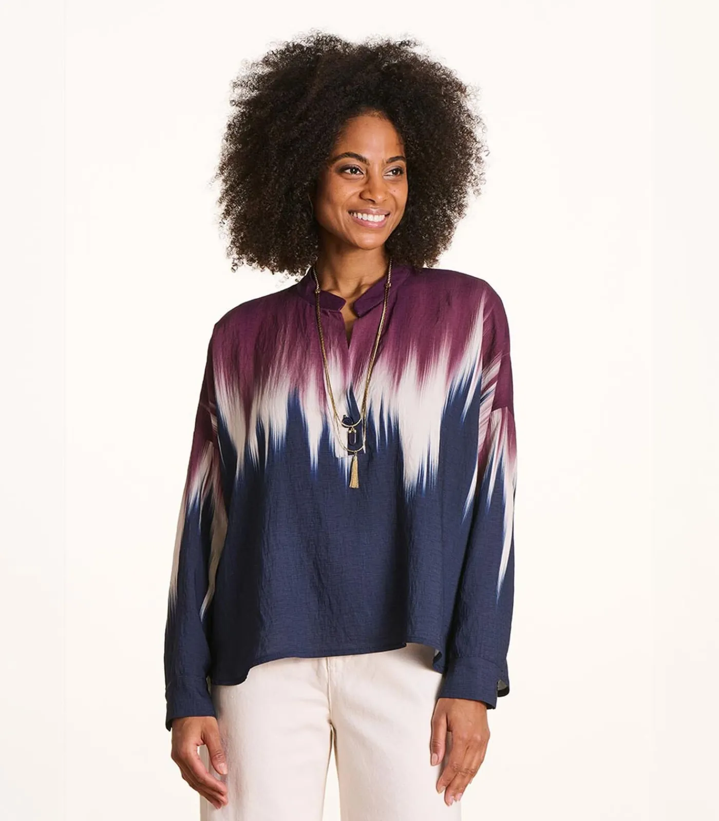 La Fée Maraboutée Oversized bicolor top met tie & dye print multicolor Outlet