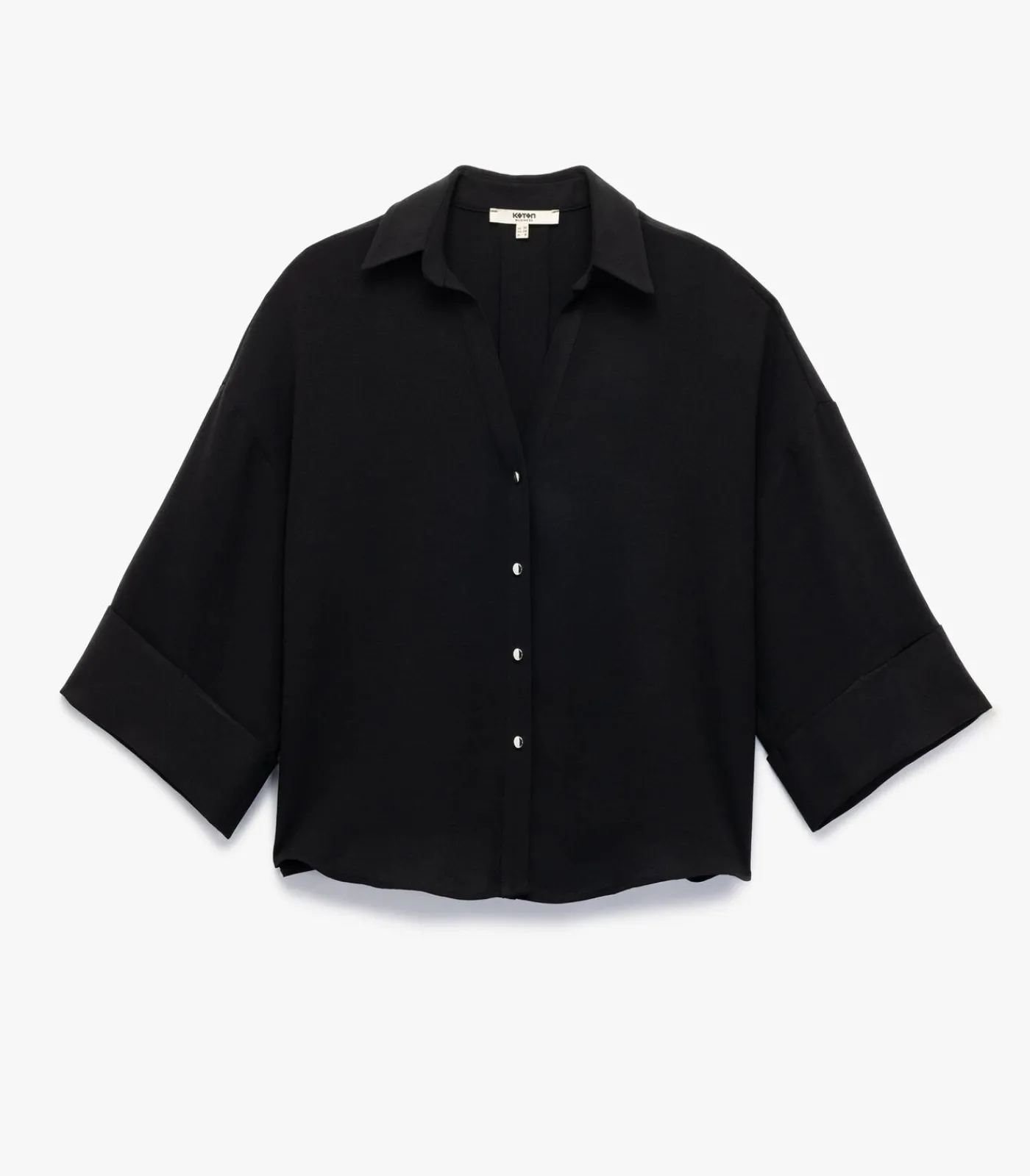 Koton Oversized Blouse Zwart 3/4 Mouwen black Outlet