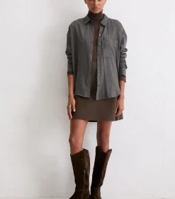 Marc O'Polo Oversized krijtstreep blouse darkGrey Online