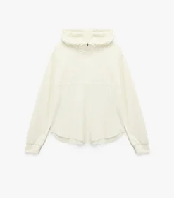 Koton Oversized sweater met capuchon en halve ritssluiting white