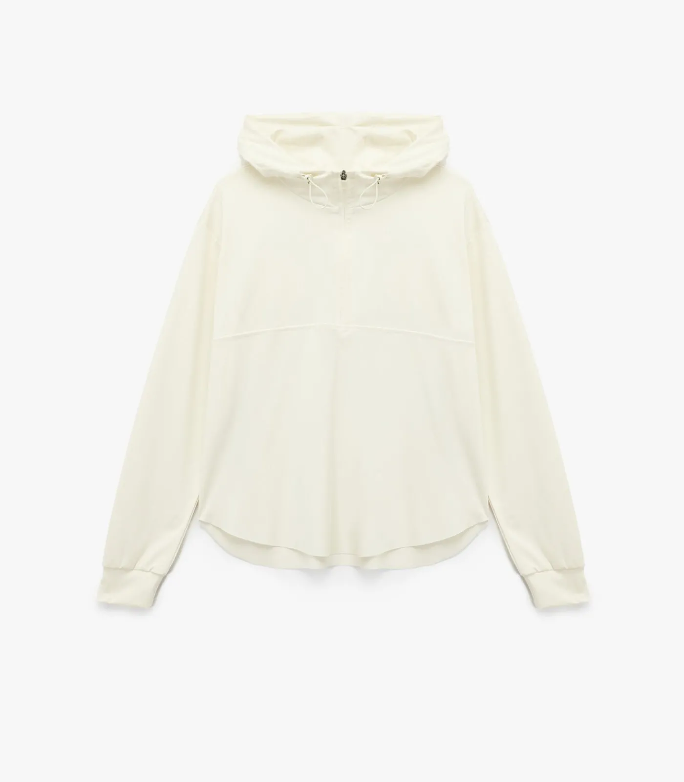 Koton Oversized sweater met capuchon en halve ritssluiting white