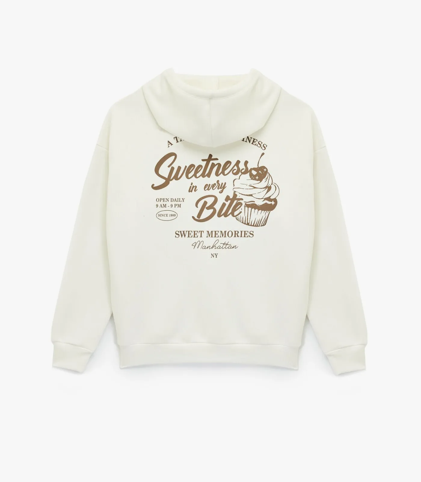 Koton Oversized Sweatshirt met Kangaroozak en Capuchon white Outlet