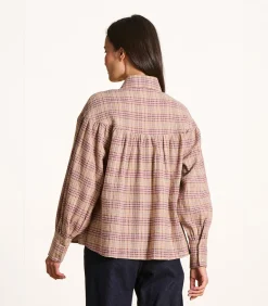 La Fée Maraboutée Oversized violet geruite blouse darkPurple