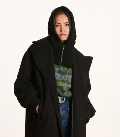 La Fée Maraboutée Oversized zwarte gebreide capuchon black Discount