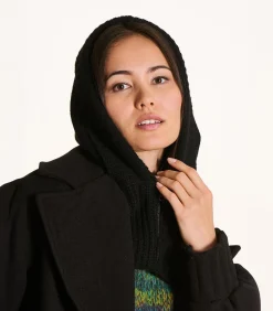 La Fée Maraboutée Oversized zwarte gebreide capuchon black Discount