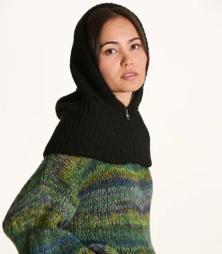La Fée Maraboutée Oversized zwarte gebreide capuchon black Discount