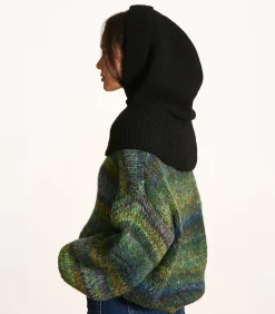 La Fée Maraboutée Oversized zwarte gebreide capuchon black Discount