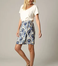 Deeluxe OXALI - Korte bohemien rok met paisleyprint en lurexgaren blue Hot