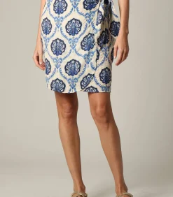 Deeluxe OXALI - Korte bohemien rok met paisleyprint en lurexgaren blue Hot