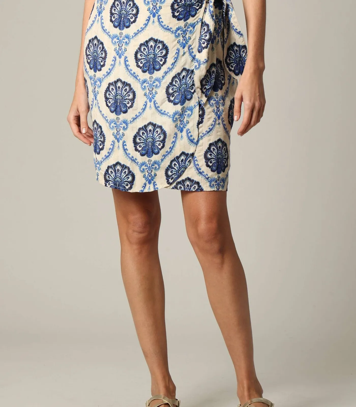Deeluxe OXALI - Korte bohemien rok met paisleyprint en lurexgaren blue Hot