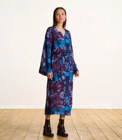 La Fée Maraboutée Paarse bedrukte rechte jurk met lange mouwen violet Sale