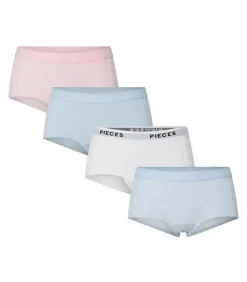 Pieces 4-Pack Dames shorts - Solid - Katoenen dames onderbroek - Multipack - Voordeelverpakking blue Sale
