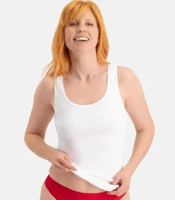 Bamboo basics 2-pak Extra lange hemden dames - brede band - Anna - Extra ang dames onderhemd - wit en zwart singlet white Discount