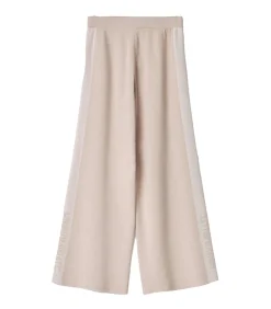 HINNOMINATE Pantalone In Maglia A Palazzo C/Bande In Contrasto beige