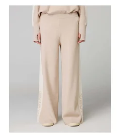 HINNOMINATE Pantalone In Maglia A Palazzo C/Bande In Contrasto beige