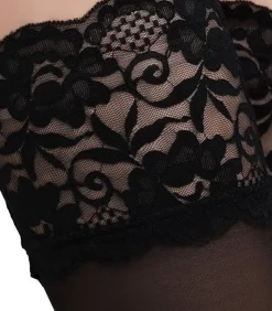 Giulia Passion Verleidelijke 20den Stay Up - met gebloemde kanten hoge tailleband - Zwart - XS/S black Outlet