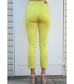 BLEU D'AZUR PAULA - 7/8 LIME STRETCH KATOENEN JEANS yellow New