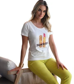 BLEU D'AZUR PAULA - 7/8 LIME STRETCH KATOENEN JEANS yellow New