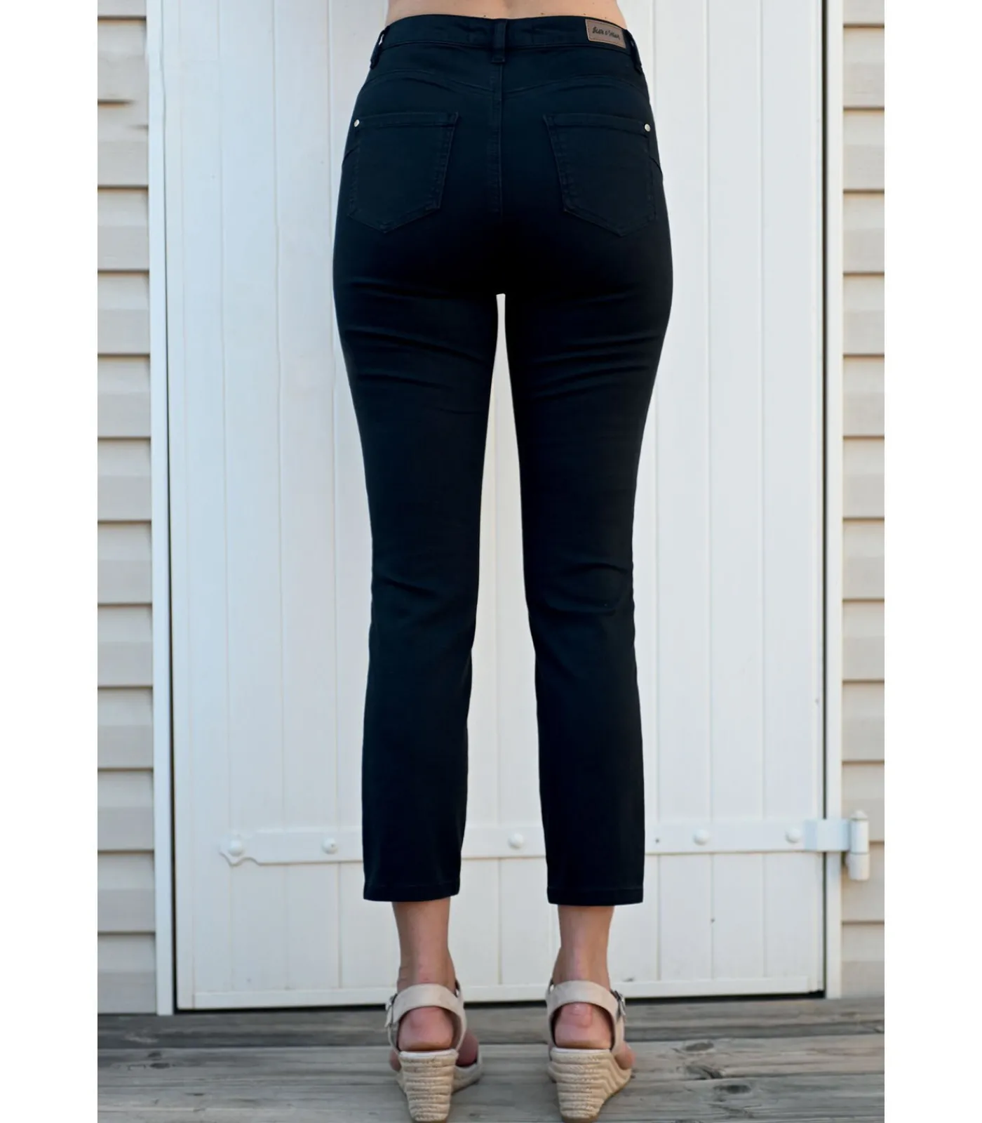 BLEU D'AZUR PAULA - 7/8 ZWARTE STRETCH KATOENEN JEANS black Clearance