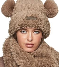 SELMARK PC1 sjaal en muts met oren set STYLE ADD taupe Hot