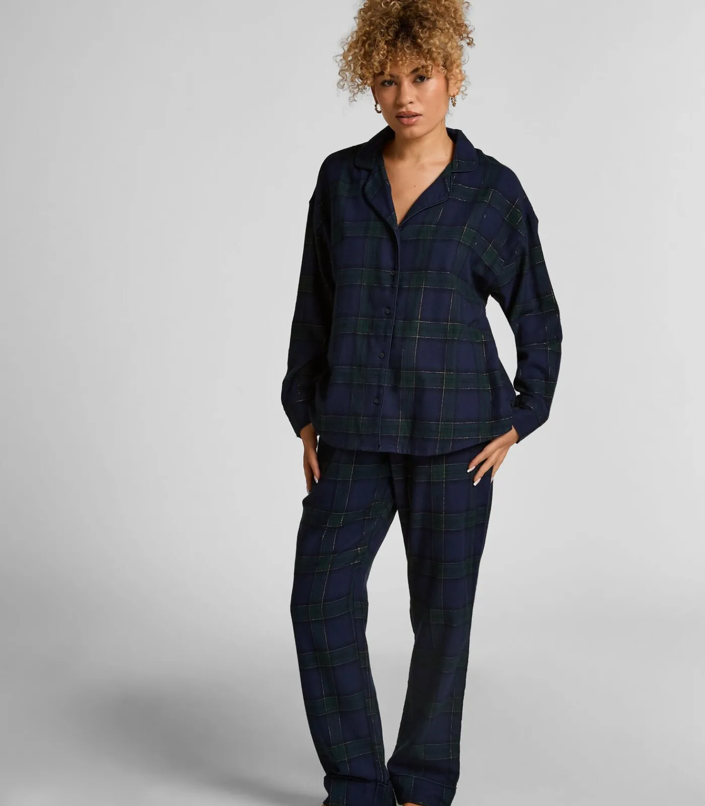 Hunkemöller Petite pyjamabroek Flanel blue Outlet