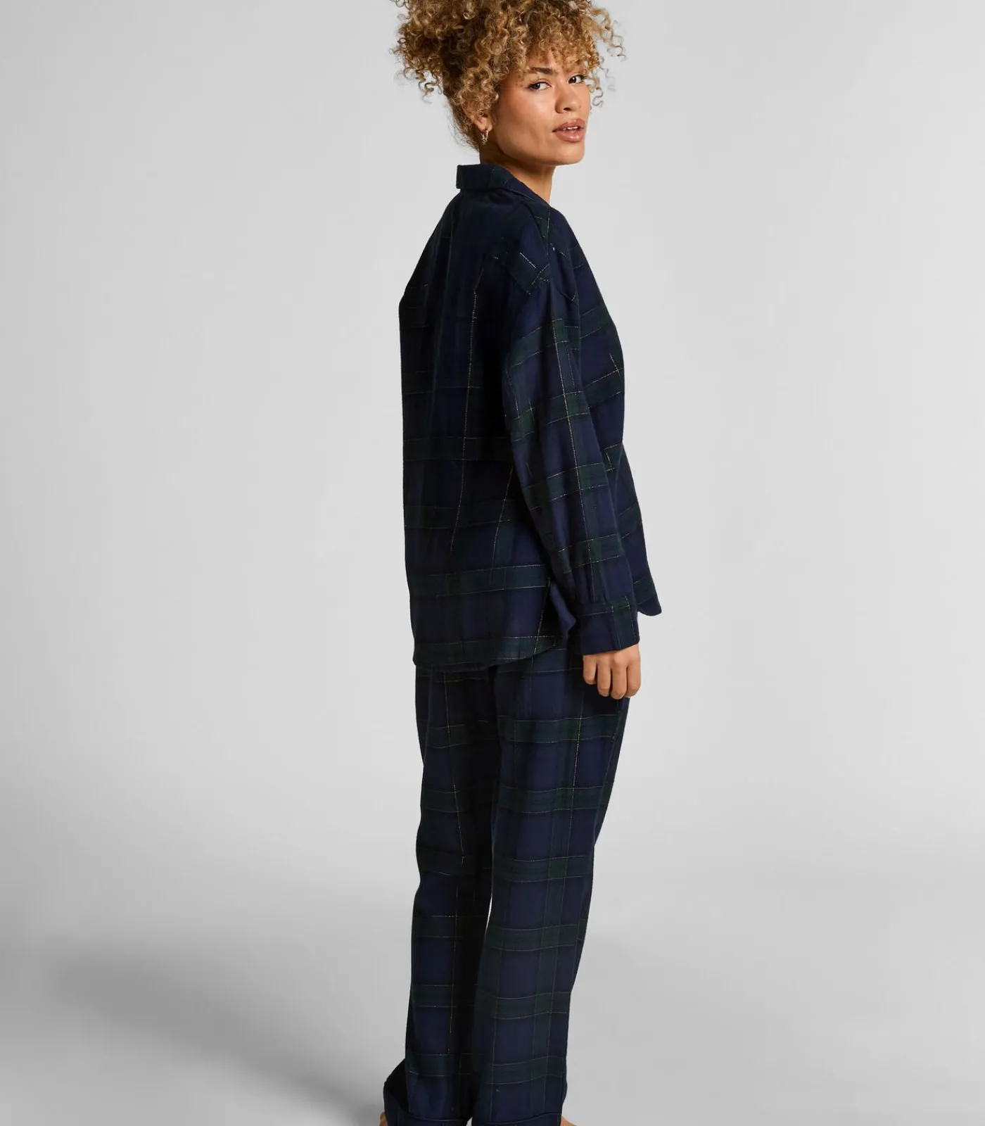 Hunkemöller Petite pyjamabroek Flanel blue Outlet