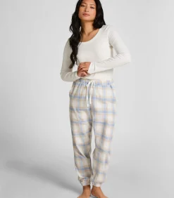 Hunkemöller Petite Pyjamabroek Twill Check blue Hot