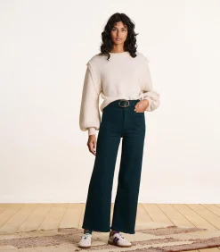 La Fée Maraboutée petrolblauwe flare jeans met hoge taille van organisch katoen petrolBlue Sale