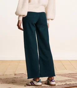 La Fée Maraboutée petrolblauwe flare jeans met hoge taille van organisch katoen petrolBlue Sale