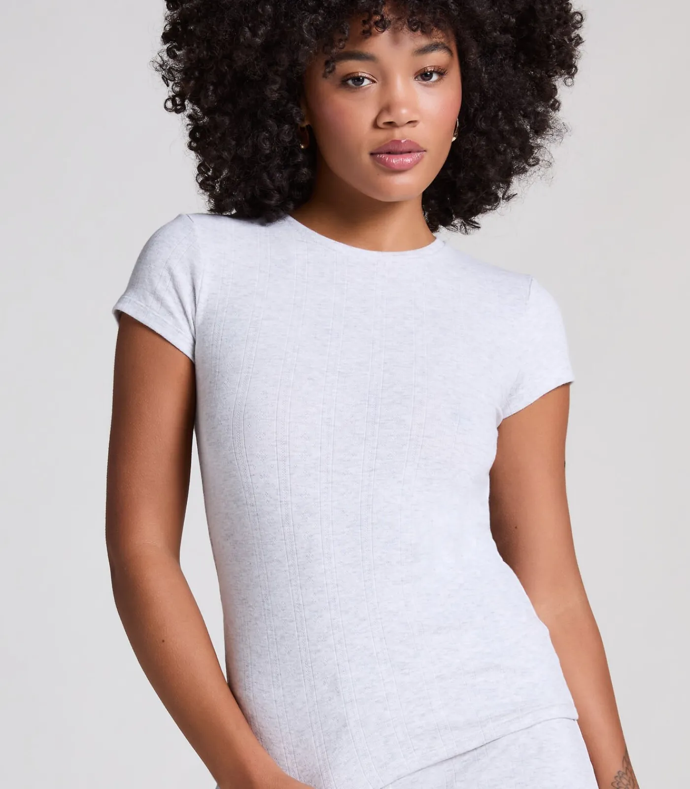 Hunkemöller Pointelle Top gray New
