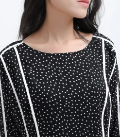 Smart & Joy Polka Dot chiffon witte Bias blouse black Discount