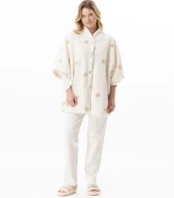 LE CHAT Poncho met knopen en motief ESSENTIEL 178 offWhite Clearance