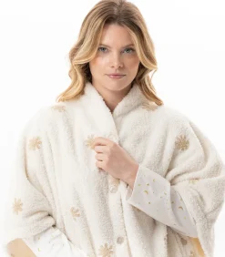 LE CHAT Poncho met knopen en motief ESSENTIEL 178 offWhite Clearance