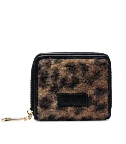 LAURENT DAVID Portefeuille VIOLET leopard beige/black New
