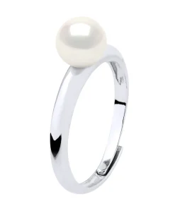 Pearls & Colors Prestige Ring Echte zoetwater gekweekte parel Rond 6-7 mm - Natuurlijk wit - 925 zilveren duizendsten - Verstelbare maat white Sale