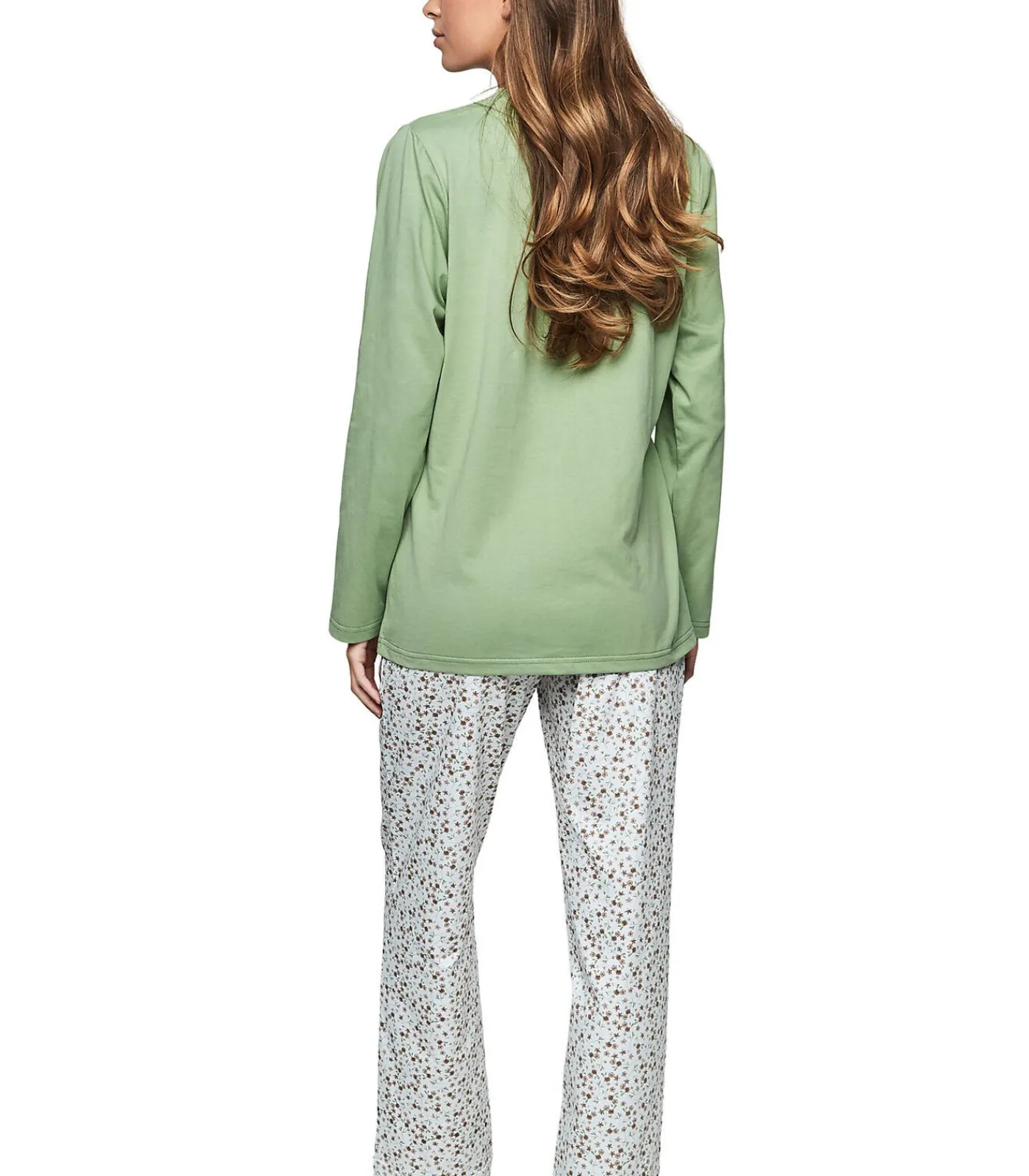 SELMARK Pyjama broek top lange mouwen P111 PREPPY FLOWERS taupe Hot