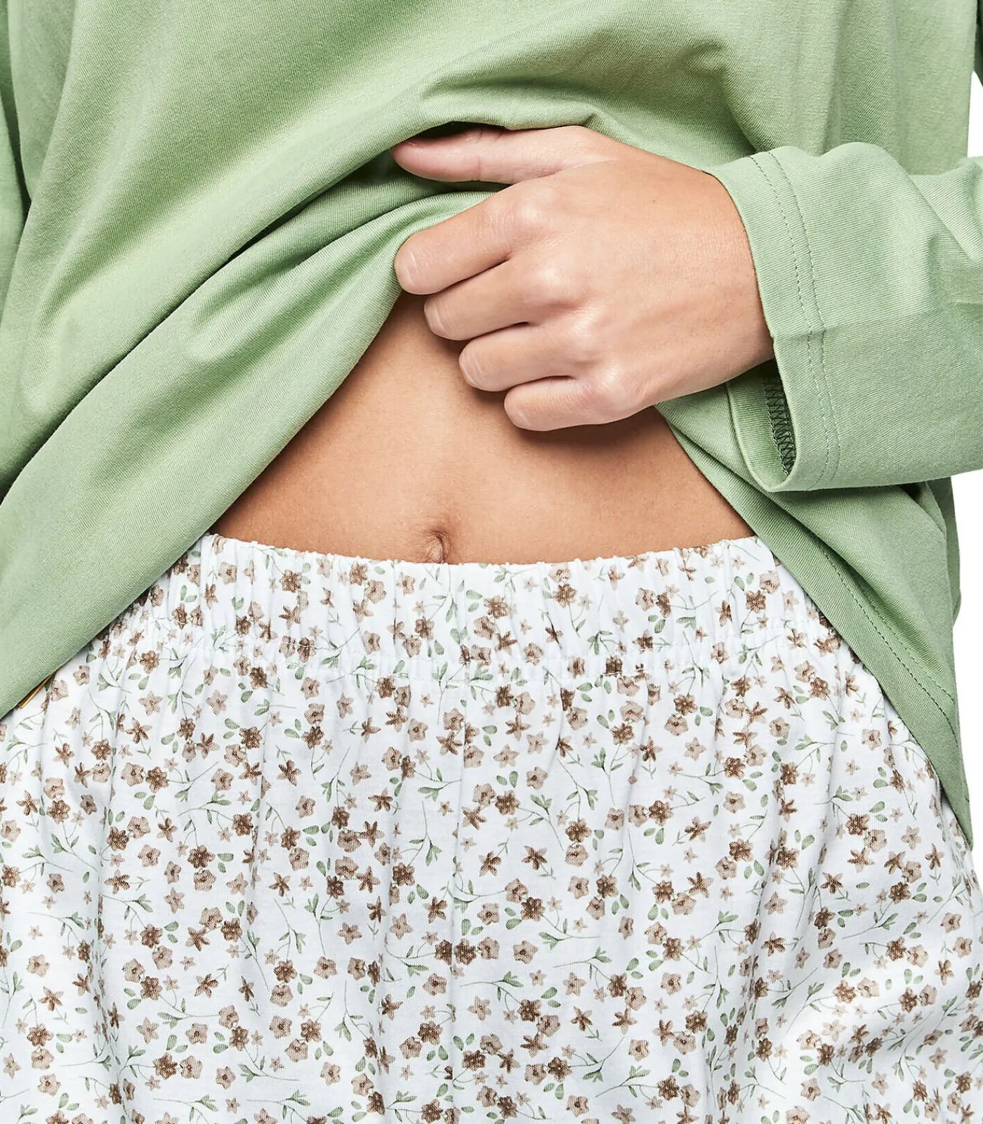 SELMARK Pyjama broek top lange mouwen P111 PREPPY FLOWERS taupe Hot