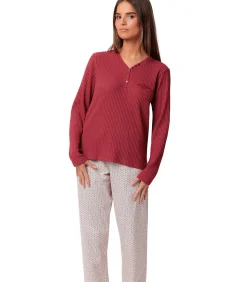 ADMAS Pyjama broek top lange mouwen Geometric Flower red Outlet