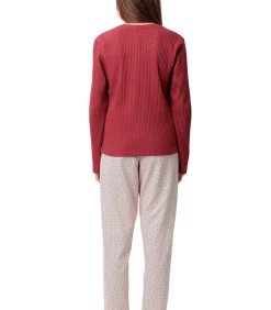 ADMAS Pyjama broek top lange mouwen Geometric Flower red Outlet