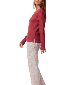 ADMAS Pyjama broek top lange mouwen Geometric Flower red Outlet