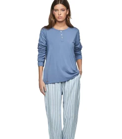 SELMARK Pyjama broek top lange mouwen P105 OXFORD blue Online