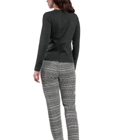 ADMAS Pyjama broek top lange mouwen Houndstooth gray