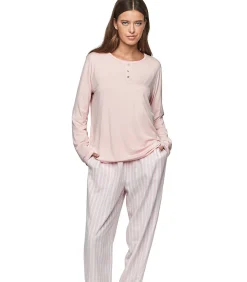 SELMARK Pyjama broek top lange mouwen P105 OXFORD pink Hot