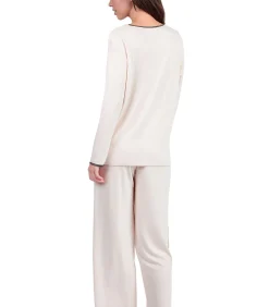ADMAS Pyjama broek top lange mouwen V-hals Elegant Bij Home beige Online