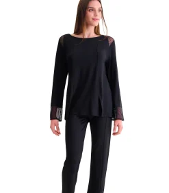 LISCA Pyjama met lange mouwen en uitlopende broek ROXANNE black Best