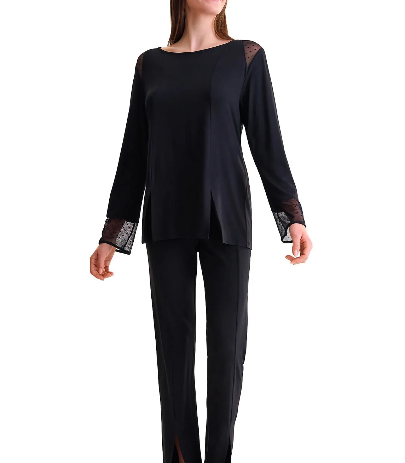 LISCA Pyjama met lange mouwen en uitlopende broek ROXANNE black Best