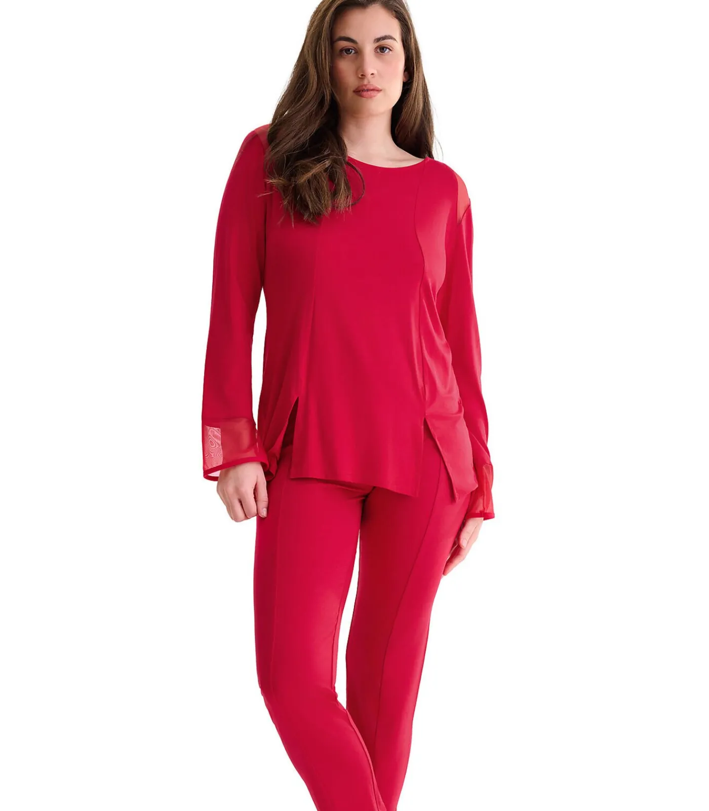 LISCA Pyjama met lange mouwen en uitlopende broek ROXANNE red Clearance