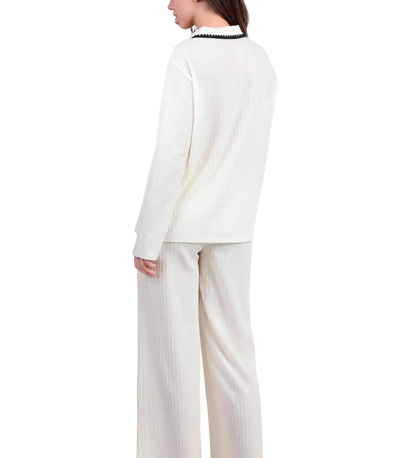 ADMAS Pyjama met wijde broek en shirt lange mouwen Stitching white Sale