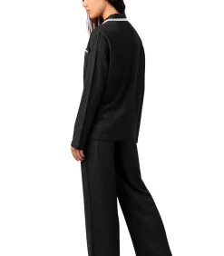 ADMAS Pyjama met wijde broek en shirt lange mouwen Stitching black Hot